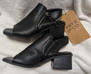 Frye and Co Women's 6.5 M Oasys Open Toe Heeled Sandals black NWOB
